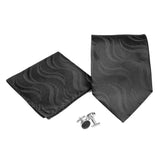 Men's Black-Black Wavy Pattern Design 4-pc Necktie Box Set - FHYINC best men's suits, tuxedos, formal men's wear wholesale