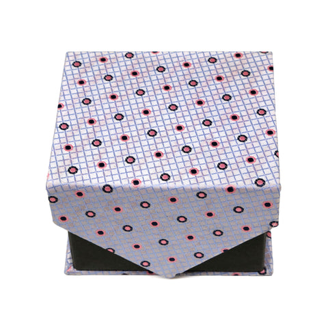 Men's Purple Geometric Grid Pattern Design 4-pc Necktie Box Set