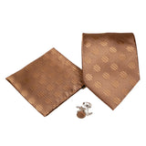 Men's Brown Round Geometric Pattern Design 4-pc Necktie Box Set - FHYINC best men's suits, tuxedos, formal men's wear wholesale