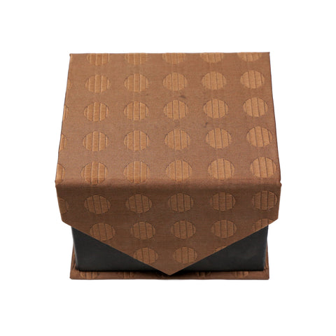 Men's Brown Round Geometric Pattern Design 4-pc Necktie Box Set
