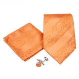 Men's Orange-Orange Striped Floral Pattern Design 4-pc Necktie Box Set - FHYINC best men's suits, tuxedos, formal men's wear wholesale