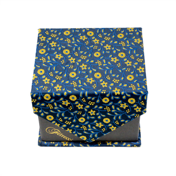 Men's Blue-Yellow Classic Floral Pattern Design 4-pc Necktie Box Set - FHYINC best men's suits, tuxedos, formal men's wear wholesale