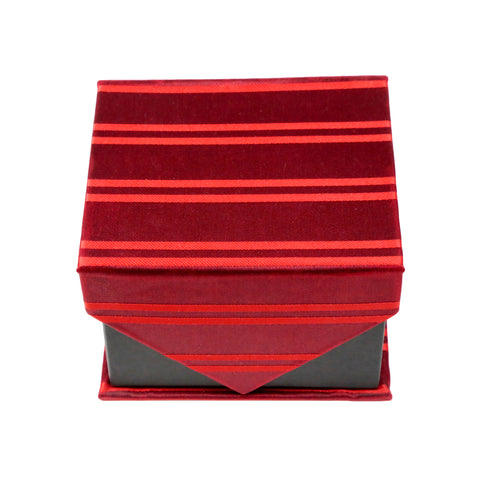 Men's Red-Red Horizontal Striped Pattern Design 4-pc Necktie Box Set