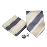Men's Gold-Blue Striped Pattern Design 4-pc Necktie Box Set - FHYINC best men's suits, tuxedos, formal men's wear wholesale