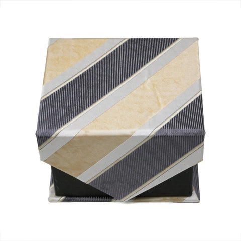 Men's Gold-Blue Striped Pattern Design 4-pc Necktie Box Set