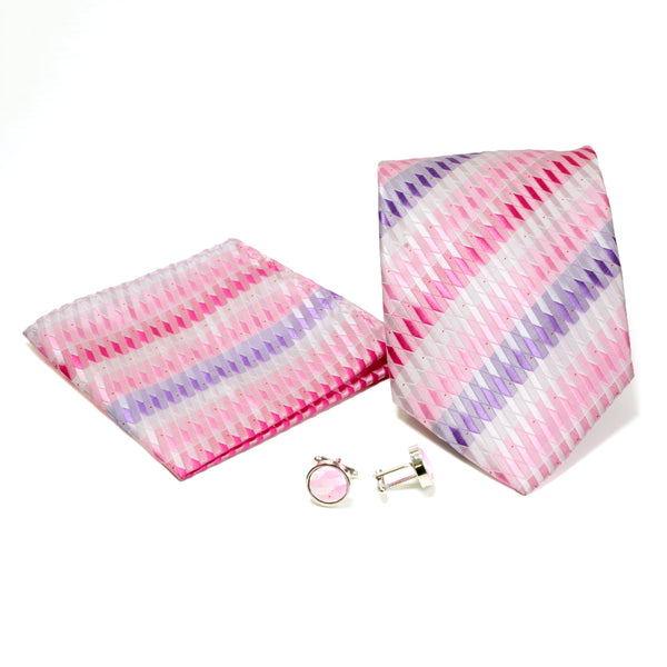 Men's Pink-Purple Boxy Geometric Design 4-pc Necktie Box Set - FHYINC best men's suits, tuxedos, formal men's wear wholesale