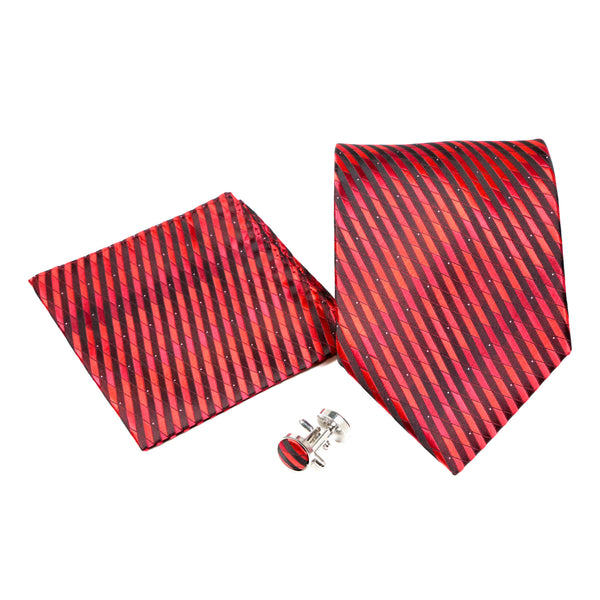 Men's Red-Black Geometric Pattern Design 4-pc Necktie Box Set - FHYINC best men's suits, tuxedos, formal men's wear wholesale