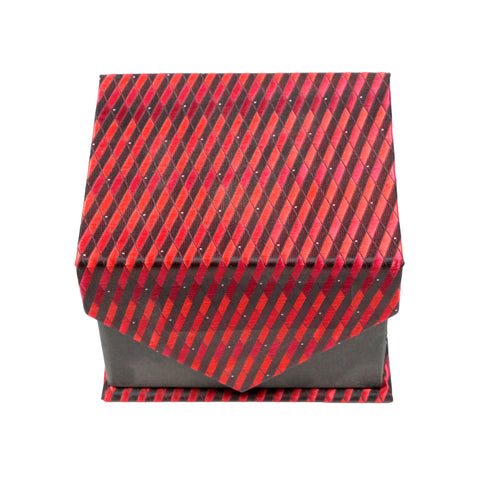 Men's Red-Black Geometric Pattern Design 4-pc Necktie Box Set