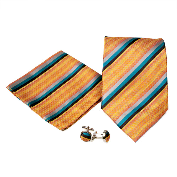 Men's Classic Orange-Blue Pattern Design 4-pc Necktie Box Set - FHYINC best men's suits, tuxedos, formal men's wear wholesale