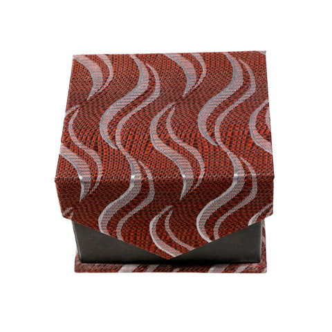 Men's Brown Wavy Geometric Pattern Design 4-pc Necktie Box Set