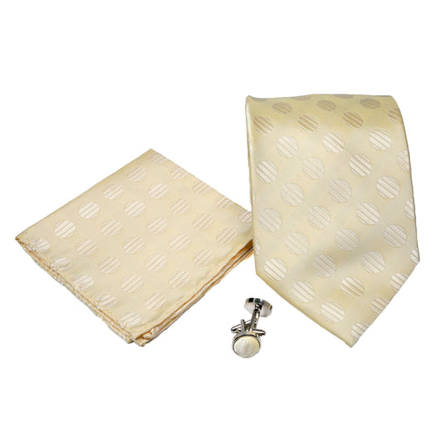 Men's Light Tan Geometric Pattern Design 4-pc Necktie Box Set