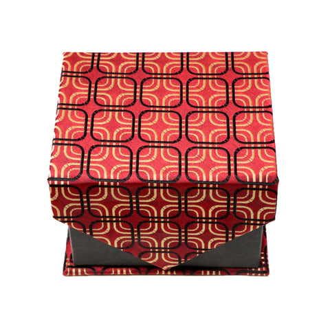 Men's Classic Red-Yellow Layered Design 4-pc Necktie Box Set