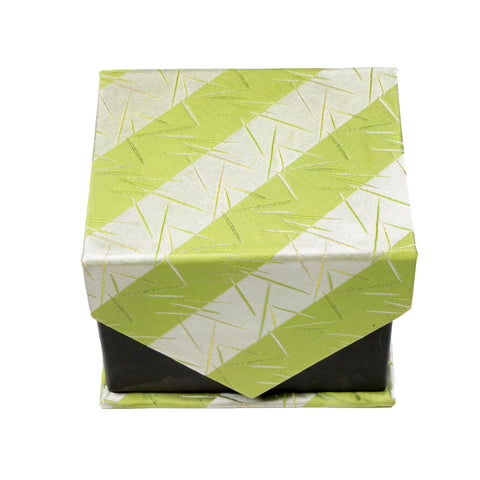 Men's Green-Silver Scattered Striped Design 4-pc Necktie Box Set
