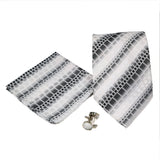 Men's Grey Geometric Pattern Design 4-pc Necktie Box Set - FHYINC best men's suits, tuxedos, formal men's wear wholesale