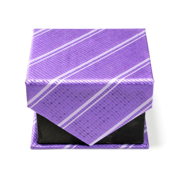 Men's Shiny Purple Striped Design 4-pc Necktie Box Set - FHYINC best men's suits, tuxedos, formal men's wear wholesale