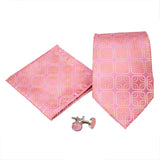 Men's Pink/Pink Rounded Square Geometric Pattern Design 4-pc Necktie Box Set - FHYINC best men's suits, tuxedos, formal men's wear wholesale