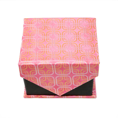 Men's Pink/Pink Rounded Square Geometric Pattern Design 4-pc Necktie Box Set