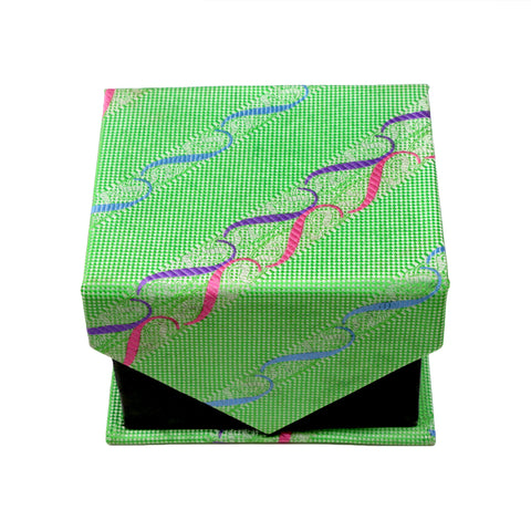 Men's Green-Red Wavy Striped Pattern Design 4-pc Necktie Box Set