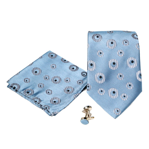 Men's Blue Geometric Pattern Design 4-pc Necktie Box Set