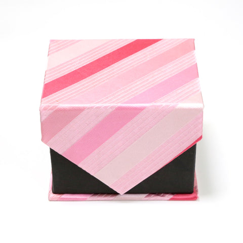 Men's Shiny Pink-Fuchsia Striped Design 4-pc Necktie Box Set