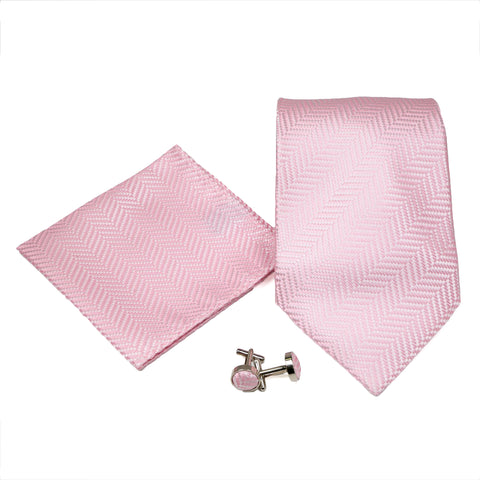 Men's Pink Geometric Pattern Design 4-pc Necktie Box Set