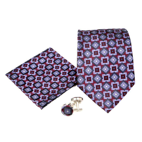 Men's Purple Squared Pattern Design 4-pc Necktie Box Set - FHYINC best men's suits, tuxedos, formal men's wear wholesale
