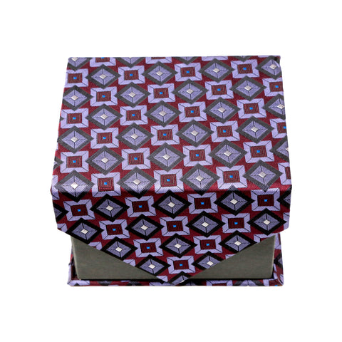 Men's Purple Squared Pattern Design 4-pc Necktie Box Set