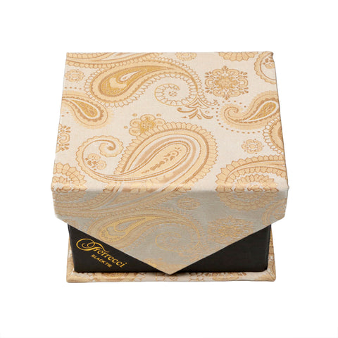 Men's Tan Paisley Pattern Design 4-pc Necktie Box Set