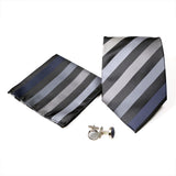Men's Classic Black-Blue Striped Design 4-pc Necktie Box Set - FHYINC best men's suits, tuxedos, formal men's wear wholesale