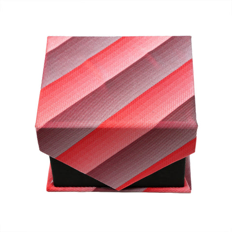 Men's Red Striped Geometric Pattern Design 4-pc Necktie Box Set