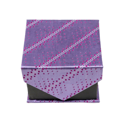 Men's Purple Striped Geometric Pattern Design 4-pc Necktie Box Set