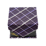 Men's Purple/Black Plaid Geometric Pattern Design 4-pc Necktie Box Set - FHYINC best men's suits, tuxedos, formal men's wear wholesale
