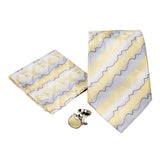 Men's Yellow Geometric Pattern Design 4-pc Necktie Box Set - FHYINC best men's suits, tuxedos, formal men's wear wholesale