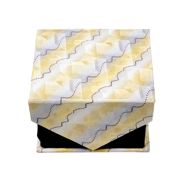 Men's Yellow Geometric Pattern Design 4-pc Necktie Box Set - FHYINC best men's suits, tuxedos, formal men's wear wholesale