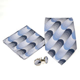Men's Blue/Black Circle Geometric Pattern Design 4-pc Necktie Box Set - FHYINC best men's suits, tuxedos, formal men's wear wholesale