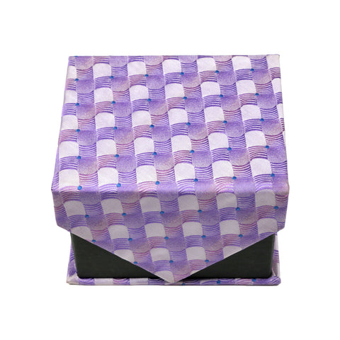 Men's Purple Square Geometric Pattern Design 4-pc Necktie Box Set