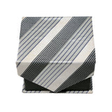 Men's Grey-White Striped Geometric Pattern Design 4-pc Necktie Box Set - FHYINC best men's suits, tuxedos, formal men's wear wholesale
