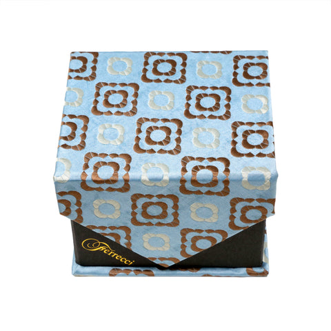 Men's Light Blue-Brown Geometric Pattern Design 4-pc Necktie Box Set