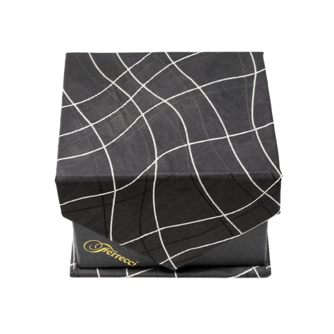 Men's Black-White Wavy String Pattern Design 4-pc Necktie Box Set