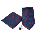 Men's Navy-Red Bubbly Pattern Design 4-pc Necktie Box Set - FHYINC best men's suits, tuxedos, formal men's wear wholesale