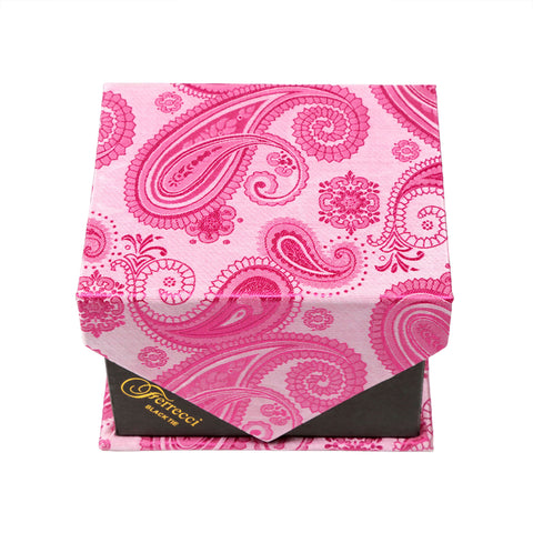 Men's Pink Paisley Pattern Design 4-pc Necktie Box Set