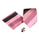 Men's Pink Striped Geometric Pattern Design 4-pc Necktie Box Set - FHYINC best men's suits, tuxedos, formal men's wear wholesale