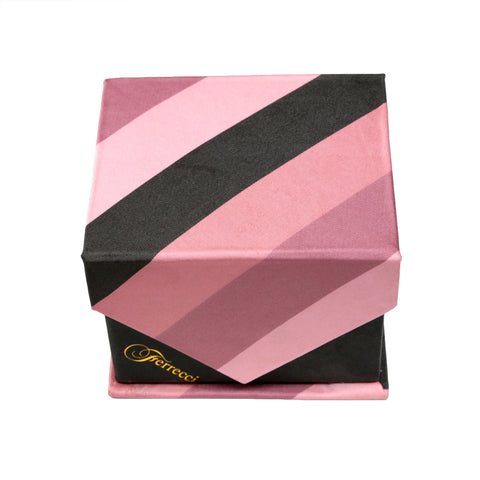 Men's Pink Striped Geometric Pattern Design 4-pc Necktie Box Set
