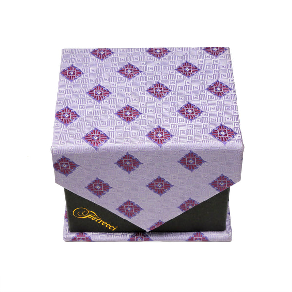 Men's Funky Purple Squared Pattern Design 4-pc Necktie Box Set - FHYINC best men's suits, tuxedos, formal men's wear wholesale
