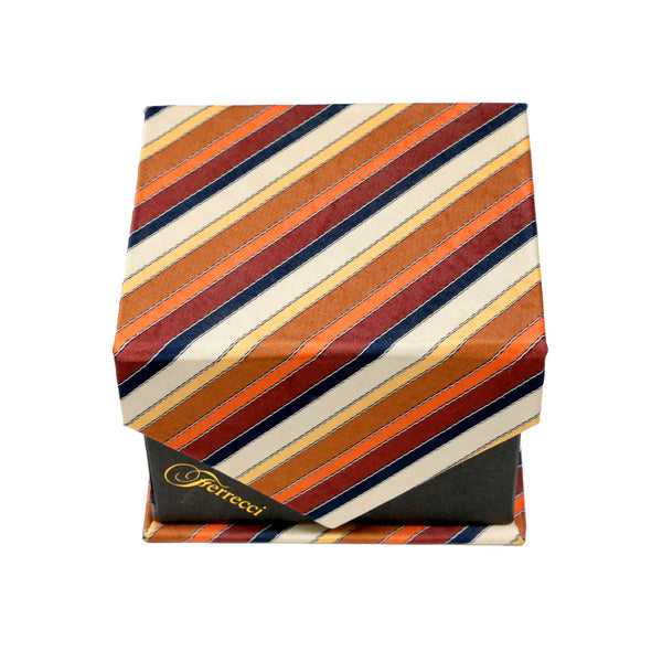 Men's Orange-Brown Striped Geometric Pattern Design 4-pc Necktie Box Set - FHYINC best men's suits, tuxedos, formal men's wear wholesale