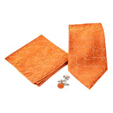 Men's Orange-Orange Geometric Pattern Design 4-pc Necktie Box Set - FHYINC best men's suits, tuxedos, formal men's wear wholesale