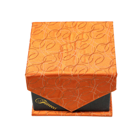Men's Orange-Orange Geometric Pattern Design 4-pc Necktie Box Set