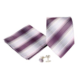 Men's Burgundy-White Striped Pattern Design 4-pc Necktie Box Set - FHYINC best men's suits, tuxedos, formal men's wear wholesale