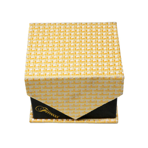 Men's Yellow Striped Grid Pattern Design 4-pc Necktie Box Set