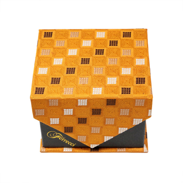 Men's Copper Boxed Geometric Pattern Design 4-pc Necktie Box Set - FHYINC best men's suits, tuxedos, formal men's wear wholesale